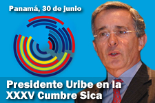 Presidente Álvaro Uribe Vélez en la XXXV Cumbre Sica