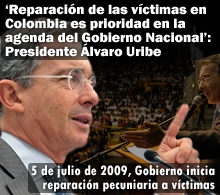 'Reparación de las víctimas en Colombia es prioridad en la agenda del Gobierno Nacional': Presidente Álvaro Uribe Vélez