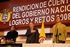 El Presidente Álvaro Uribe Vélez, el Vicepresidente Francisco Santos, y la Alta Consejera Presidencial, Claudia Jiménez, entonan el Himno Nacional, al inicio de la segunda y última jornada del Consejo Público de Ministros de Rendición de Cuentas 2008-2009, que se desarrolla en Bogotá.