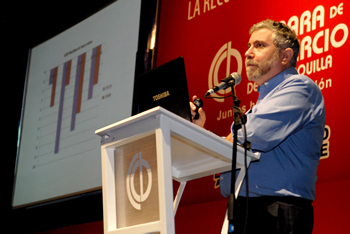 El Premio Nobel de Economía 2008, Paul Krugman, fue uno de los invitados especiales a la instalación del Foro ‘Panorama económico mundial: el camino hacia la recuperación económica’, evento liderado este jueves por el Presidente Álvaro Uribe en la Universidad del Norte, de Barranquilla.