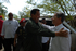 Saludo entre los Presidente de Colombia y Venezuela, Álvaro Uribe Vélez y Hugo Chávez, en la Casa de Huéspedes Ilustres, donde este sábado sostuvieron su décima segunda reunión oficial.