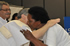 El Presidente Álvaro Uribe abraza a Bertha María Rodríguez, madre de Fernando Aurelio Vizcaíno, asesinado por grupos irregulares en la zona bananera en 1991. El Mandatario le entregó a la señora Rodríguez la indemnización solidaria, como parte de la reparación por vía administrativa a las víctimas de la violencia.