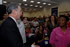 El Presidente Álvaro Uribe Vélez saluda a un grupo de beneficiarios de créditos de vivienda social en Pereira, previamente al consultorio empresarial que lideró el Mandatario este miércoles en el Centro de Convenciones Expofuturo de la capital de Risaralda.