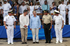 El Presidente Álvaro Uribe Vélez acompañado del Jefe de Estado Mayor Conjunto de las Fuerzas Militares, almirante David René Moreno; el Ministro de Defensa, Gabriel Silva; el Comandante de las Fuerzas Militares, general Freddy Padilla de León, y el Comandante de la Armada, almirante Guillermo Barrera, durante la ceremonia de conmemoración de los 187 años de la Armada Nacional, este viernes en Cartagena.