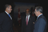 El Presidente Álvaro Uribe Vélez acompañado por su homólogo de Haití,René Preval (primero der.-izq.) y por el Primer Ministro de Jamaica, Bruce Golding, minutos antes de la sesión de trabajo en la Cumbre del G8 realizada este viernes en Muskoka (Canadá).