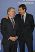 El Presidente Álvaro Uribe Vélez con su homólogo de España, José Luis Rodríguez Zapatero, durante el acto especial de suscripción del acuerdo comercial entre Colombia y la Unión Europea, que se realizó este miércoles en la ciudad de Madrid (España).